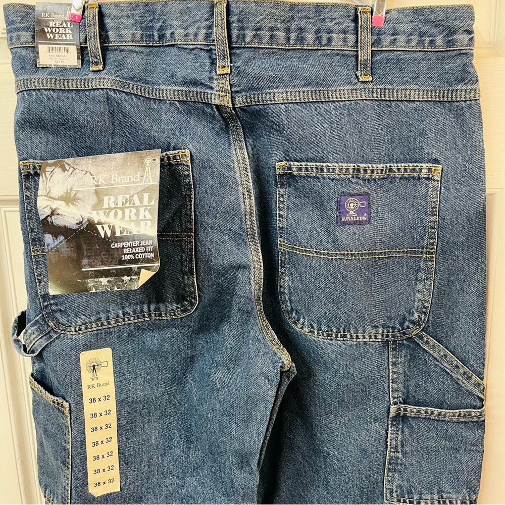 Real Workwear Rural King Carpenter Jeans 38x32 Men's Blue NWT